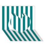 Vertical Stripes - White and Teal Heart 3D Greeting Card (7x5)