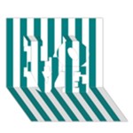 Vertical Stripes - White and Teal LOVE 3D Greeting Card (7x5)