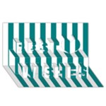 Vertical Stripes - White and Teal Best Wish 3D Greeting Card (8x4)