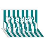 Vertical Stripes - White and Teal Merry Xmas 3D Greeting Card (8x4)