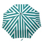 Vertical Stripes - White and Teal Folding Umbrella