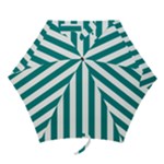 Vertical Stripes - White and Teal Mini Umbrella