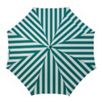 Vertical Stripes - White and Teal Golf Umbrella