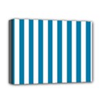 Vertical Stripes - White and Cerulean Deluxe Canvas 16  x 12  (Stretched)