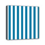Vertical Stripes - White and Cerulean Mini Canvas 6  x 6  (Stretched)