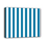 Vertical Stripes - White and Cerulean Canvas 10  x 8  (Stretched)