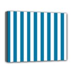 Vertical Stripes - White and Cerulean Canvas 14  x 11  (Stretched)