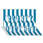 Vertical Stripes - White and Cerulean Happy New Year 3D Greeting Card (8x4)