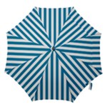 Vertical Stripes - White and Cerulean Hook Handle Umbrella (Small)