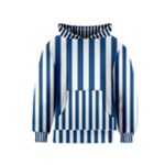 Vertical Stripes - White and Dark Cerulean Kid s Pullover Hoodie