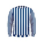 Vertical Stripes - White and Dark Cerulean Kid s Sweatshirt