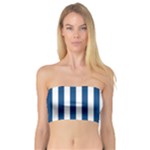 Vertical Stripes - White and Dark Cerulean Bandeau Top