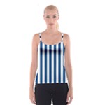 Vertical Stripes - White and Dark Cerulean Spaghetti Strap Top