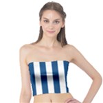 Vertical Stripes - White and Dark Cerulean Tube Top