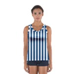 Vertical Stripes - White and Dark Cerulean Women s Sport Tank Top