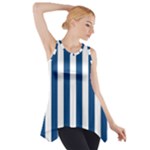 Vertical Stripes - White and Dark Cerulean Side Drop Tank Tunic