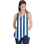 Vertical Stripes - White and Dark Cerulean Sleeveless Tunic