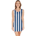 Vertical Stripes - White and Dark Cerulean Bodycon Dress