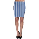 Vertical Stripes - White and Dark Cerulean Bodycon Skirt