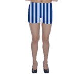 Vertical Stripes - White and Dark Cerulean Skinny Shorts