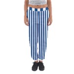 Vertical Stripes - White and Dark Cerulean Women s Jogger Sweatpants