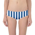 Vertical Stripes - White and Dark Cerulean Classic Bikini Bottoms