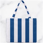 Vertical Stripes - White and Dark Cerulean Mini Tote Bag