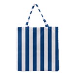 Vertical Stripes - White and Dark Cerulean Grocery Tote Bag
