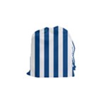 Vertical Stripes - White and Dark Cerulean Drawstring Pouch (S)