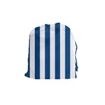 Vertical Stripes - White and Dark Cerulean Drawstring Pouch (M)