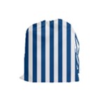 Vertical Stripes - White and Dark Cerulean Drawstring Pouch (L)