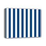 Vertical Stripes - White and Dark Cerulean Deluxe Canvas 14  x 11  (Stretched)