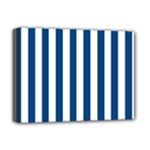 Vertical Stripes - White and Dark Cerulean Deluxe Canvas 16  x 12  (Stretched)