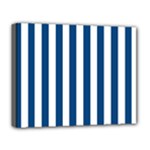 Vertical Stripes - White and Dark Cerulean Deluxe Canvas 20  x 16  (Stretched)