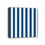 Vertical Stripes - White and Dark Cerulean Mini Canvas 4  x 4  (Stretched)