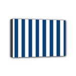 Vertical Stripes - White and Dark Cerulean Mini Canvas 6  x 4  (Stretched)