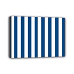 Vertical Stripes - White and Dark Cerulean Mini Canvas 7  x 5  (Stretched)