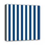 Vertical Stripes - White and Dark Cerulean Mini Canvas 8  x 8  (Stretched)