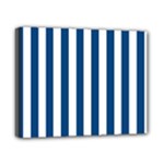 Vertical Stripes - White and Dark Cerulean Canvas 10  x 8  (Stretched)