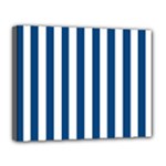 Vertical Stripes - White and Dark Cerulean Canvas 14  x 11  (Stretched)