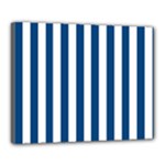 Vertical Stripes - White and Dark Cerulean Canvas 20  x 16  (Stretched)