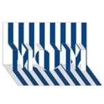 Vertical Stripes - White and Dark Cerulean MOM 3D Greeting Card (8x4)