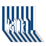 Vertical Stripes - White and Dark Cerulean GIRL 3D Greeting Card (7x5)