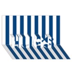 Vertical Stripes - White and Dark Cerulean HUGS 3D Greeting Card (8x4)