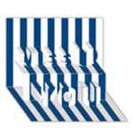 Vertical Stripes - White and Dark Cerulean Miss You 3D Greeting Card (7x5)