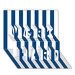 Vertical Stripes - White and Dark Cerulean WORK HARD 3D Greeting Card (7x5)