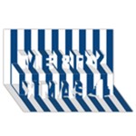 Vertical Stripes - White and Dark Cerulean Merry Xmas 3D Greeting Card (8x4)