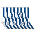 Vertical Stripes - White and Dark Cerulean Laugh Live Love 3D Greeting Card (8x4)
