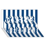 Vertical Stripes - White and Dark Cerulean Congrats Graduate 3D Greeting Card (8x4)