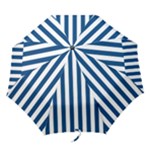 Vertical Stripes - White and Dark Cerulean Folding Umbrella